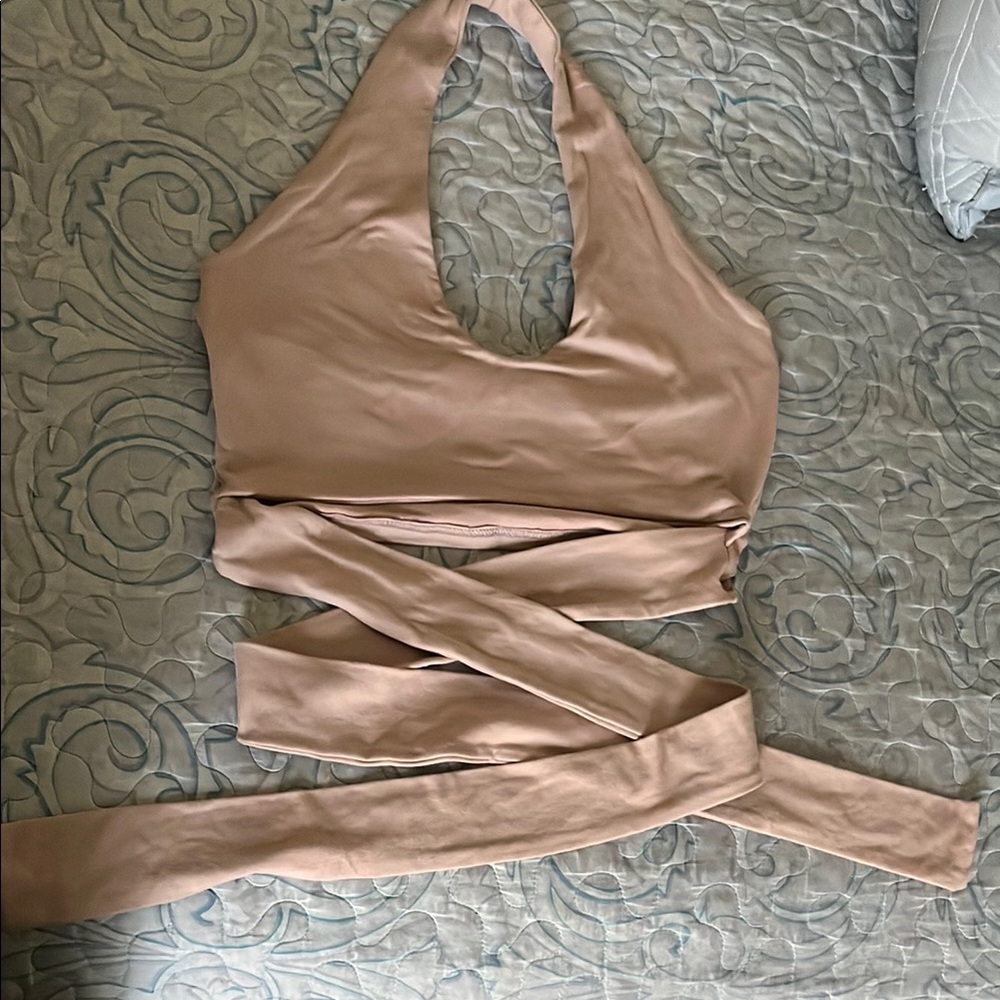 Chic Nude Halter Wrap Top